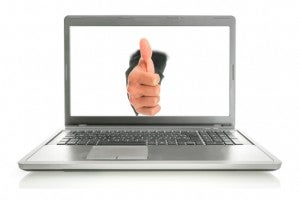 Thumbs up laptop