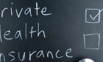 Private Health Insurance on Blackboard in form of checklist