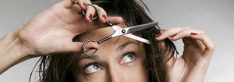 Women cutting hair