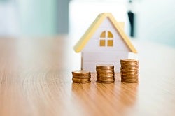 House and stacks of coins