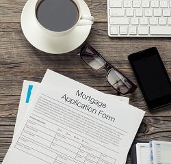 Mortgage form on table.