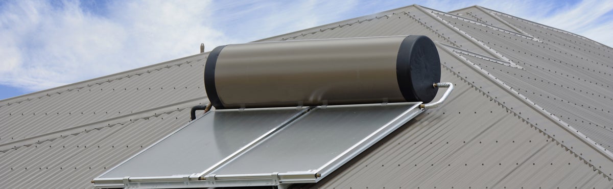solar water heating system on roof