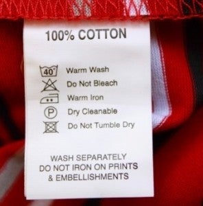 Cotton laundry care label
