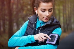 Woman running music