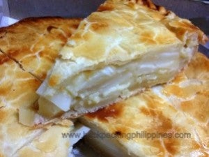 Filipino Buko pie is a desert made with coconut meat, coconut milk, sugar and cornstarch.