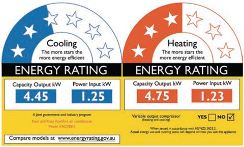 star rating for energy efficiency